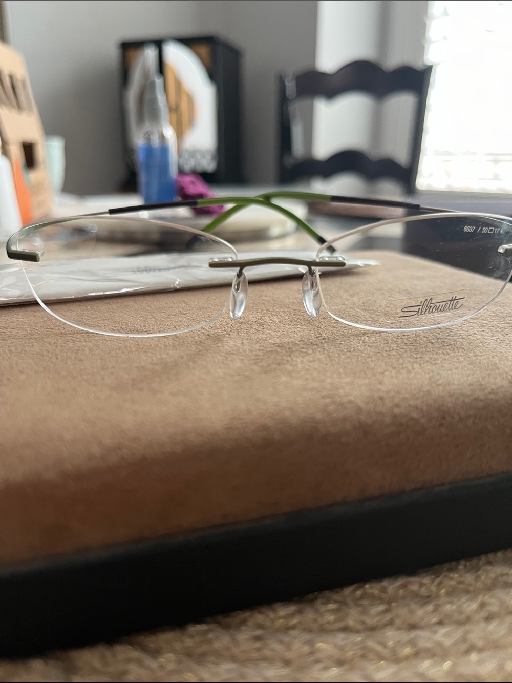 Silhouette titanium green 6637 50/17/145 rimless frame new condition